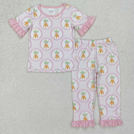 Easter carrot Print Short sleeve pajamas