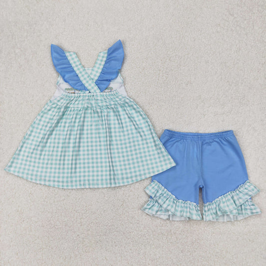 Plaid embroidered duck Girls Set
