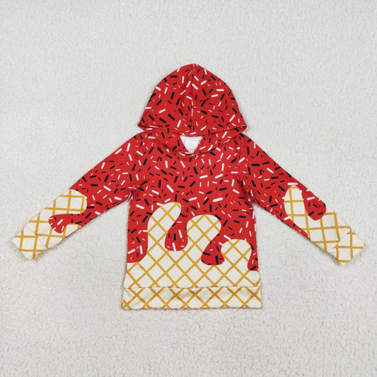 Red ice scream sprinkle print hoodies