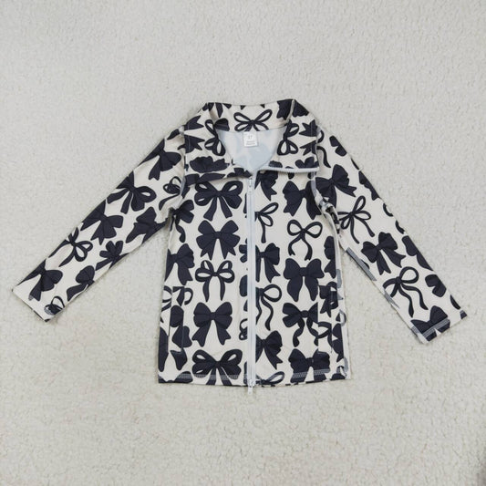 black bows flowers yoga coat topsGT1084