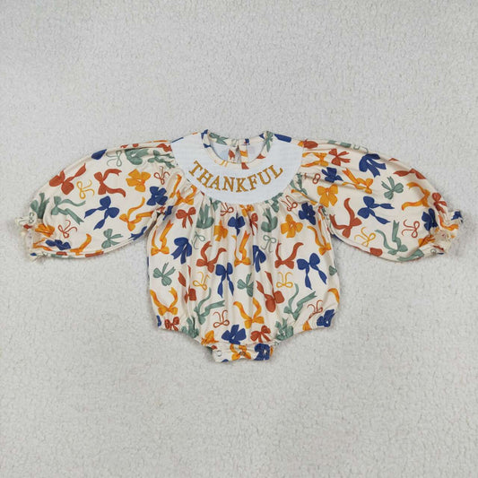 Thanksgiving Thankful Smock Baby Romper LR2257