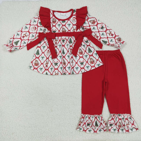 christmas tree Santa Bow Girls Set GLP2525