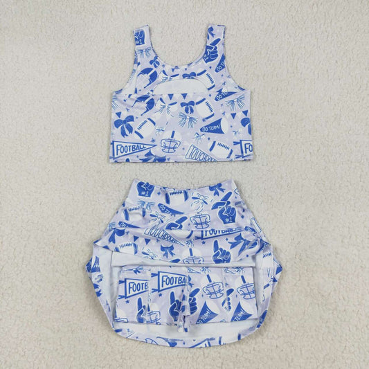 Blue football Bow athletic Girls Skort GSD2688