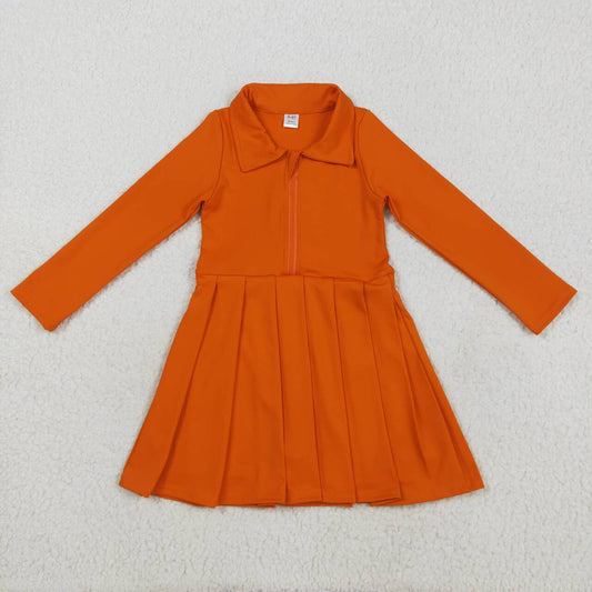 Orange solid yoga short sleeve print girl dress GLD1149