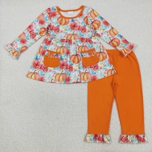 Halloween pumpkin With pocket Girls Set GLP2399