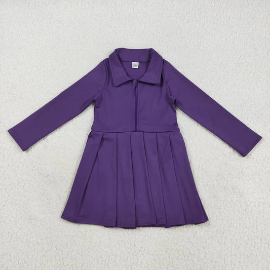 purple yoga short sleeve print girl dress GLD1152