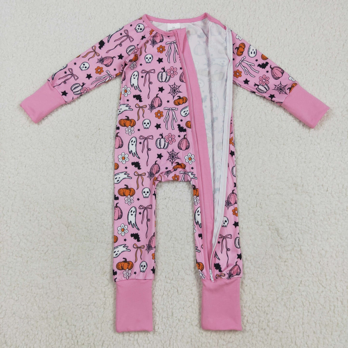 Halloween purple bow Pumpkin long sleeve Baby Romper LR2405