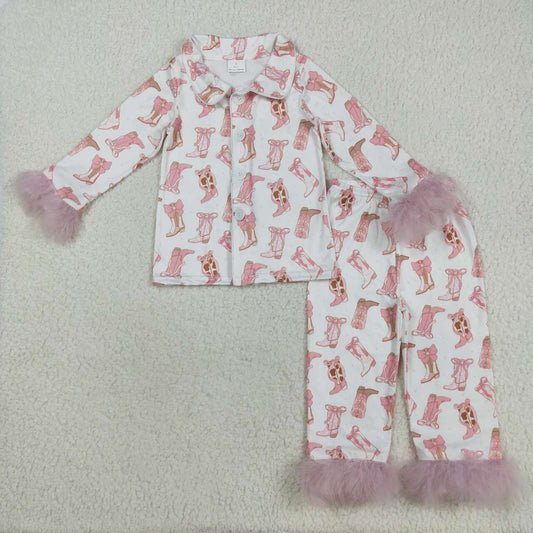 western boot with feather Girls Pajamas GLP2359