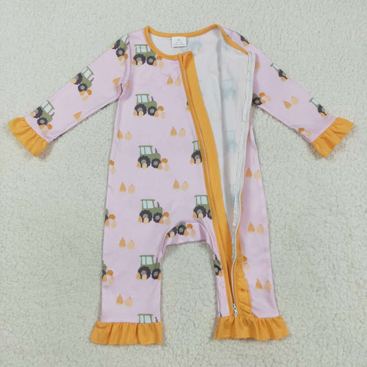 halloween pumpkin tractor Baby Romper LR2336