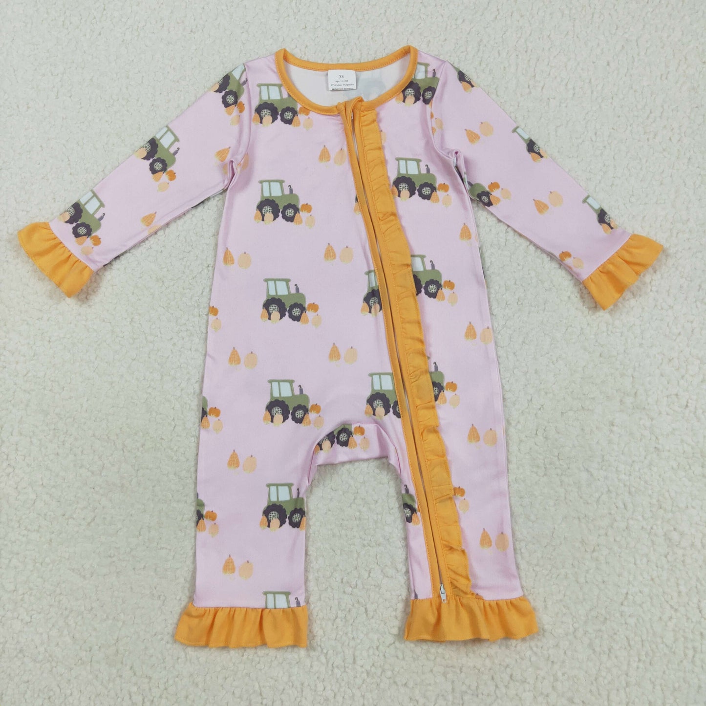 halloween pumpkin tractor Baby Romper LR2336