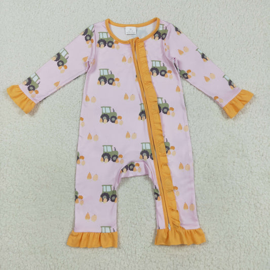 halloween pumpkin tractor Baby Romper LR2336