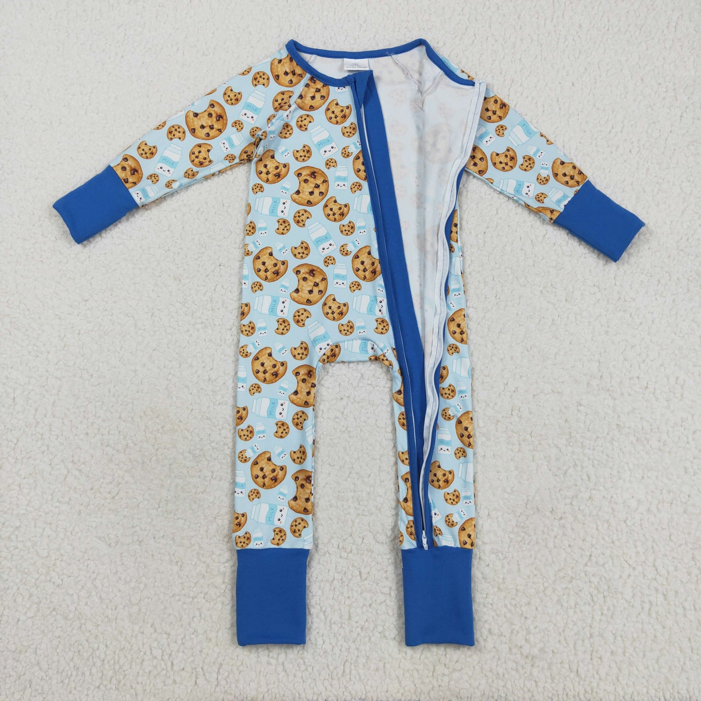 Christmas blue gingerbread long sleeves Baby Romper LR2397