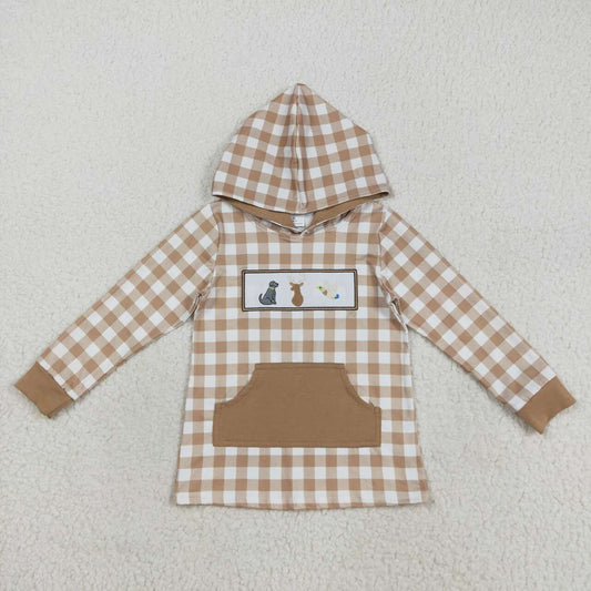 Brown plaid embroidered duck BT1285