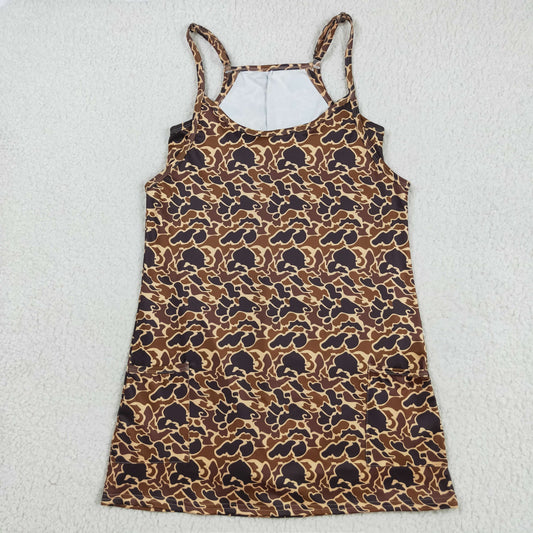 women brown camo athletic dress GSD2735