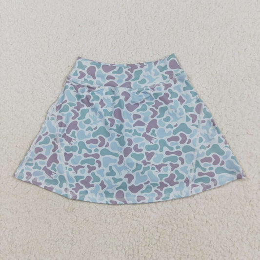 camo Duck solid print short yoga skirt GLK0128