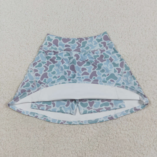 camo Duck solid print short yoga skirt GLK0128