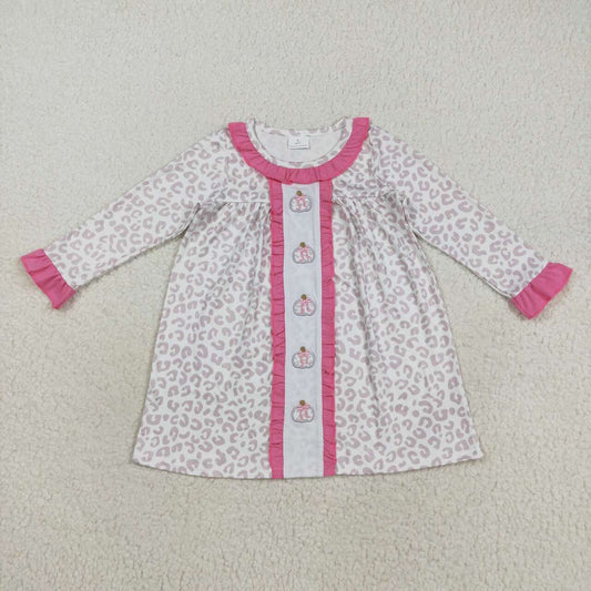 leopard pumpkin embroidery dress GLD1054