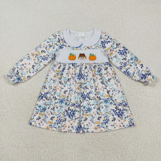 flowers pumpkin embroidery dress GLD1071