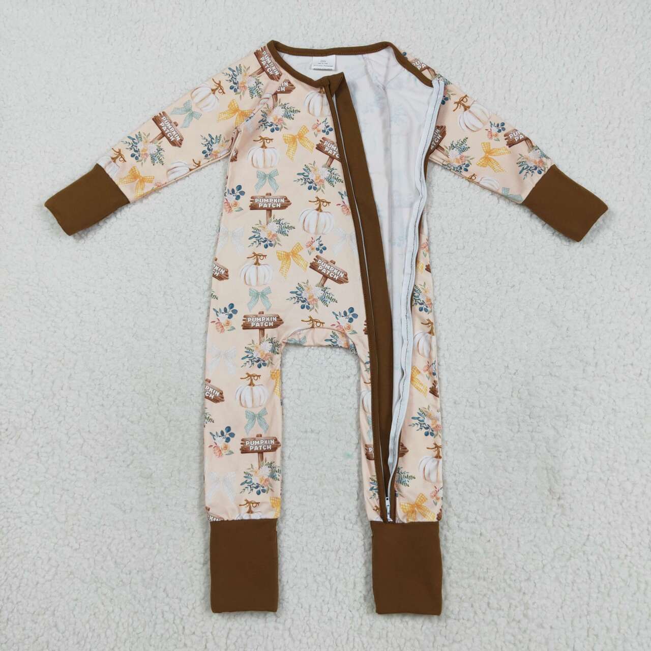Halloween Pumpkin bow long sleeves Baby Romper LR2462