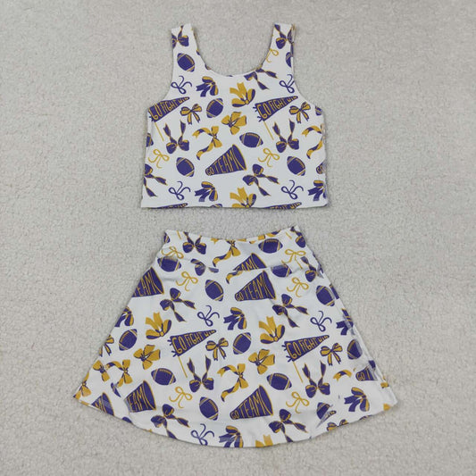 Purple football Bow athletic Girls Skort GSD2690