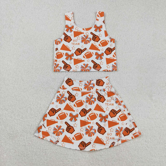 Orange football Bow athletic Girls Skort GSD2695