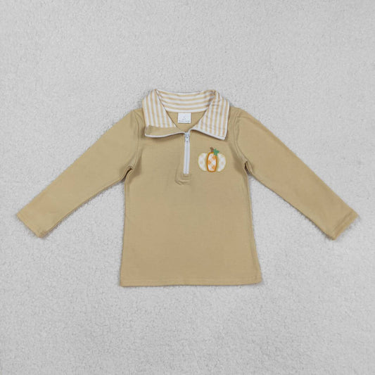 Khaki embroidered pumpkin Long sleeve Shirt BT1293