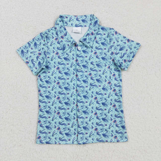 Blue print short sleeve Shirt BT1296