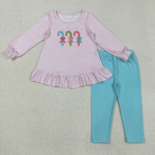 Christmas embroidery Candy Bow Girls set GLP2468