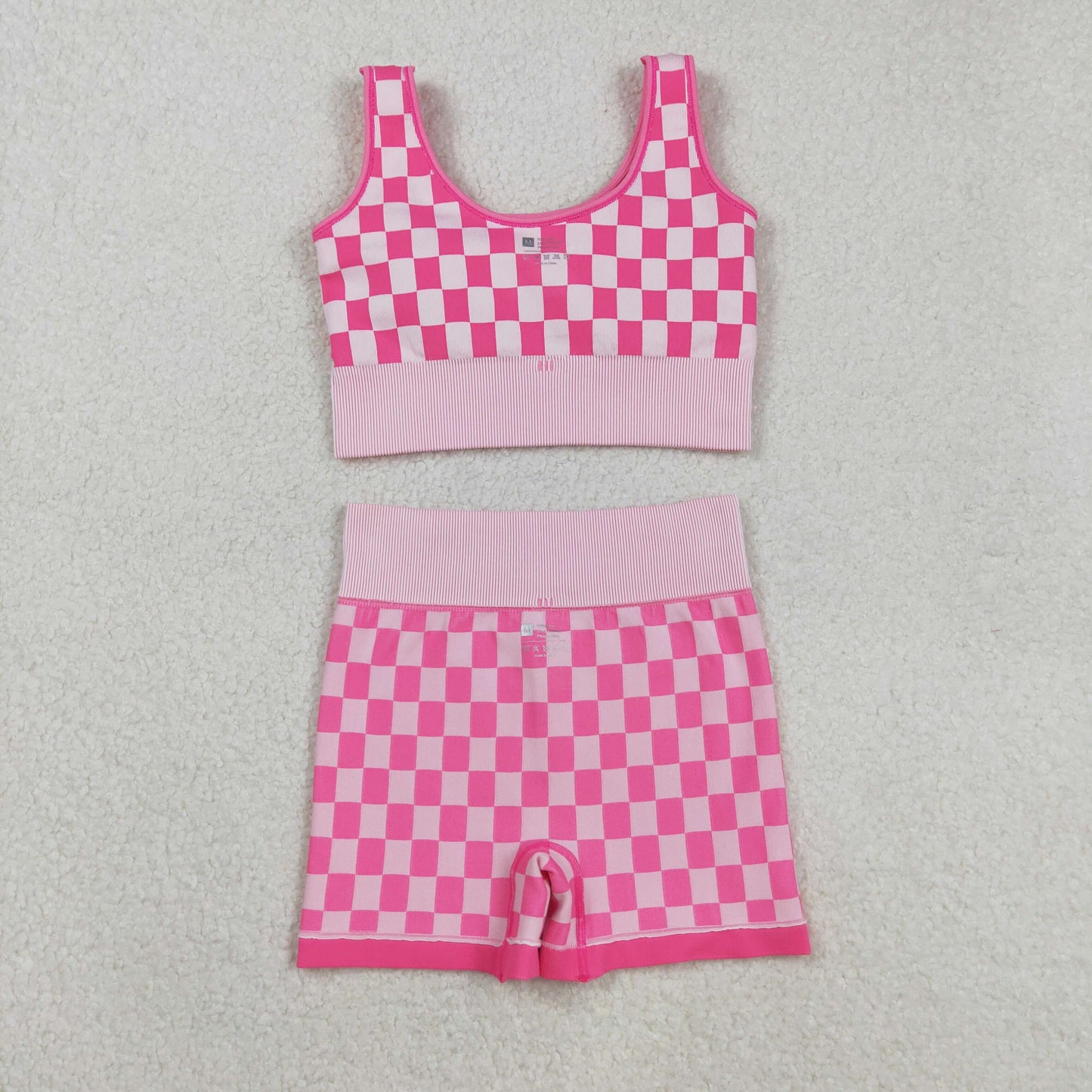 Checkered Pink Sport knit Active Set