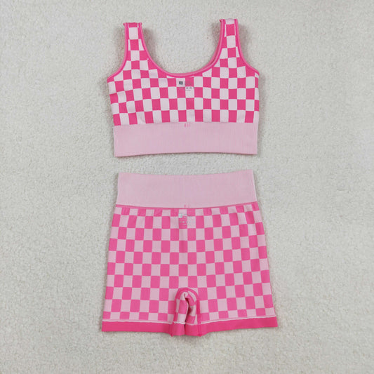 Checkered Pink Sport knit Active Set