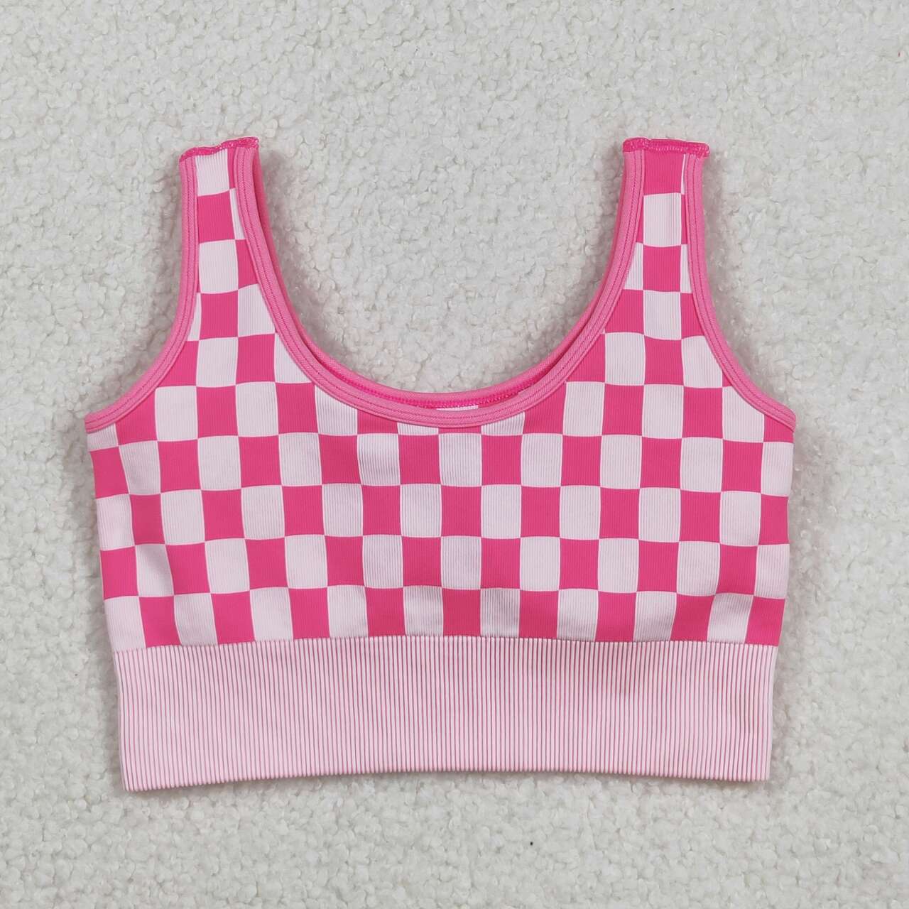 Checkered Pink Sport knit Active Top