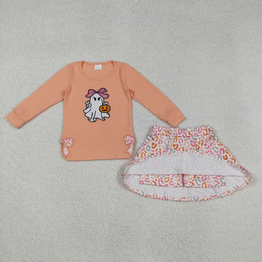 Halloween embroidery ghost Skort Girls Set GLD1174