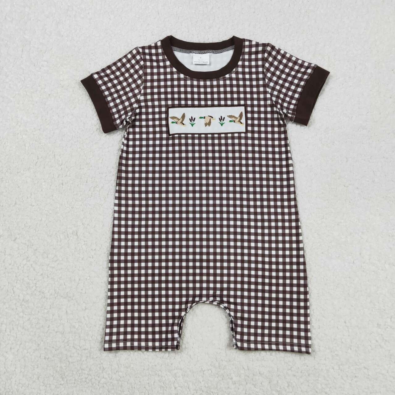 Plaid embroidered Duck Baby Romper SR3164