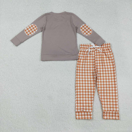 Halloween pumpkin Dog embroidery Print Boy Set