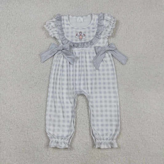 Thanksgiving turkey plaid short Sleeve Romper SR1970