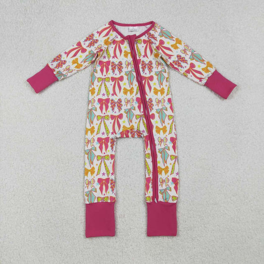 Colorful Bow full zip Baby Romper LR2468