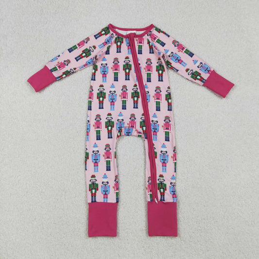 Christmas pink cartoon full zip Baby Romper LR2598