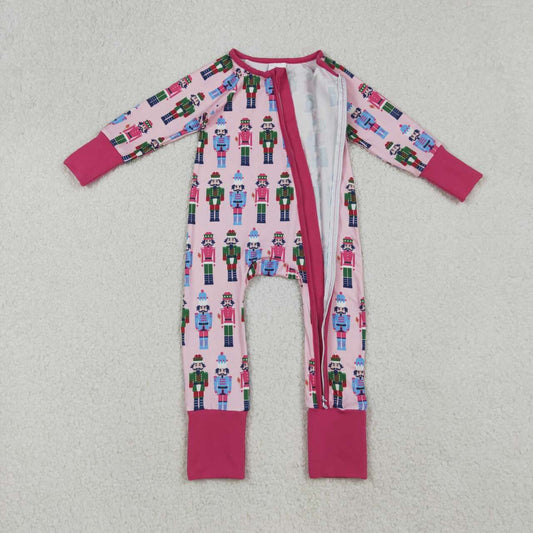 Christmas pink cartoon full zip Baby Romper LR2598