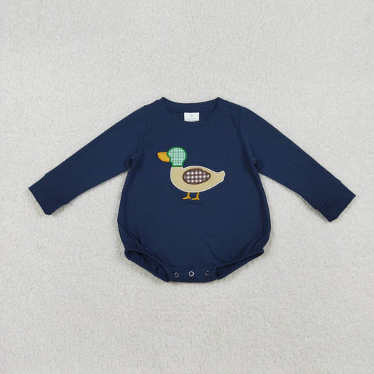 Navy embroidered Duck Baby Romper  LR2436