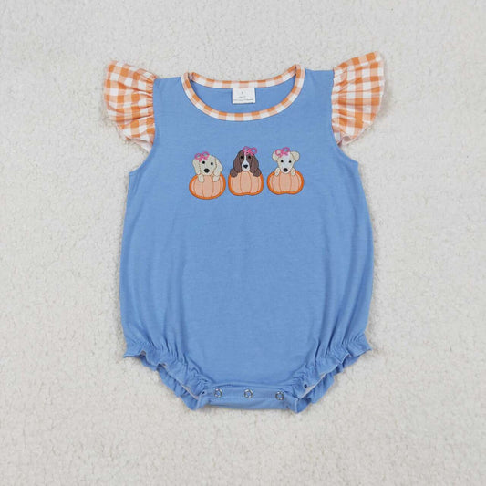 Halloween Pumpkin Dog Embroidery Baby Romper  SR3191