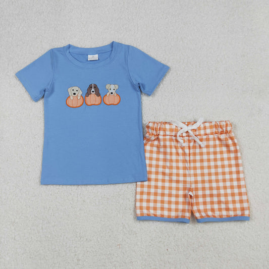 Halloween Pumpkin Embroidered Dog boy Set BSSO1547