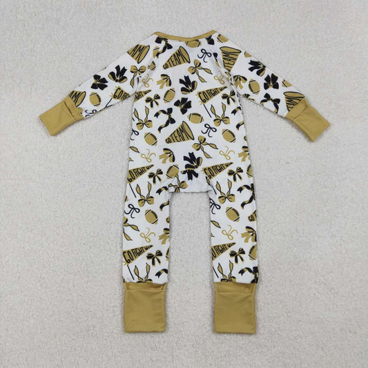 Football go team cheer Full Zip long sleeves Baby Romper