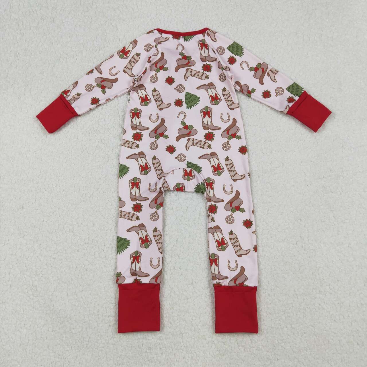 Christmas Western Red Boots Tree full zip Baby Romper LR2584
