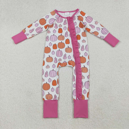 pumpkin full zip Baby Romper LR2566