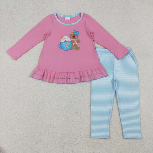 Christmas pink embroidered gingerbread Girls Set GLP2467