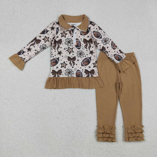 Baseball Bow Long Sleeve leggings Girls Set GLP2690