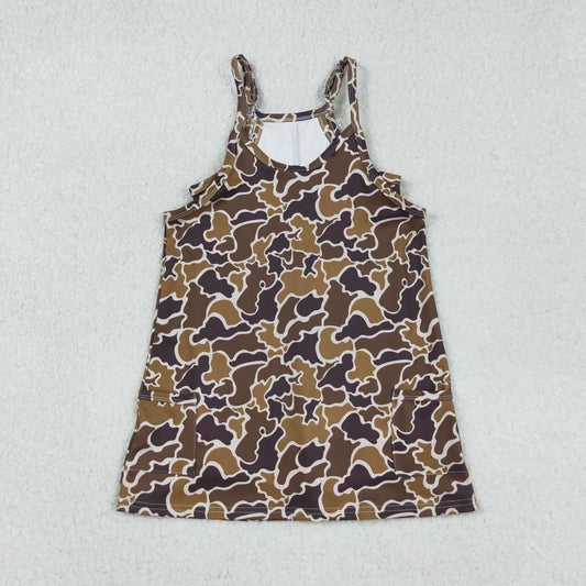 brown Camo Athletic Bow Girls dresse  GSD2722