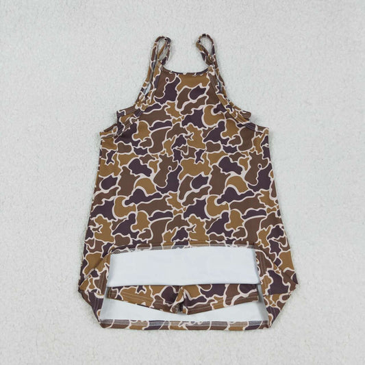 brown Camo Athletic Bow Girls dresse  GSD2722