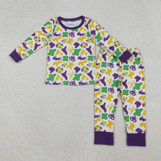 Mardi Gras  long sleeve kids pajamas BLP1273