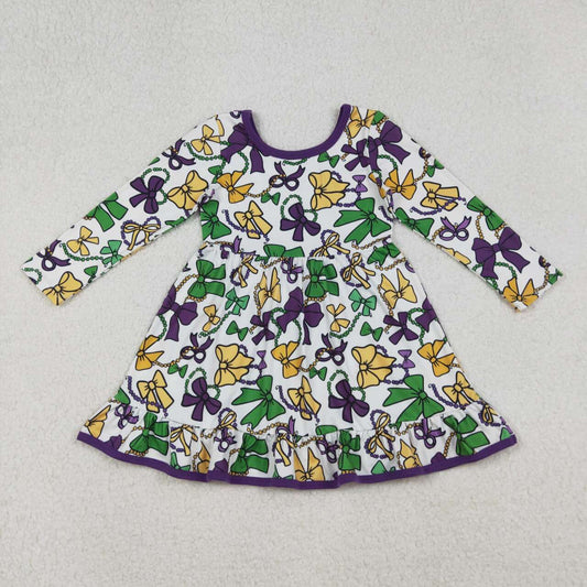 Mardi Gras Bow Cartoon Girls Dress GLD1320